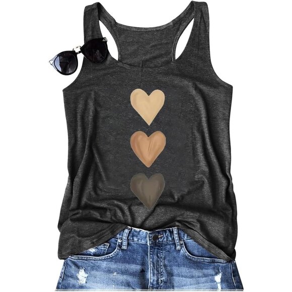 Women's Vintage Graphic Racerback Tank Top Casual Beach Workout Summer - Picture 2 of 2